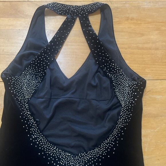 VTG Y2K Dave Johnny Dress Womens 13/14 Black Velvet Beaded Sexy Back Whimsigoth - Picture 3 of 10